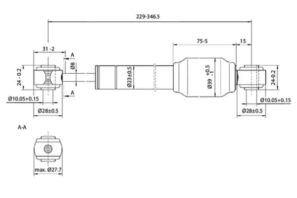 CA000213 Sprężyna gazowa L348 5 mm Stabilus sklep rolniczy Korbanek