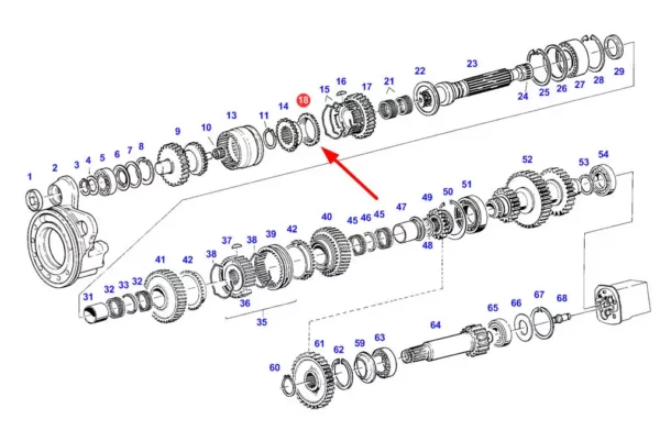 Oryginalny pierścień synchronizatora o numerze katalogowym 199110080800, stosowany w ciągnikach rolniczych marki Fendt schemat.