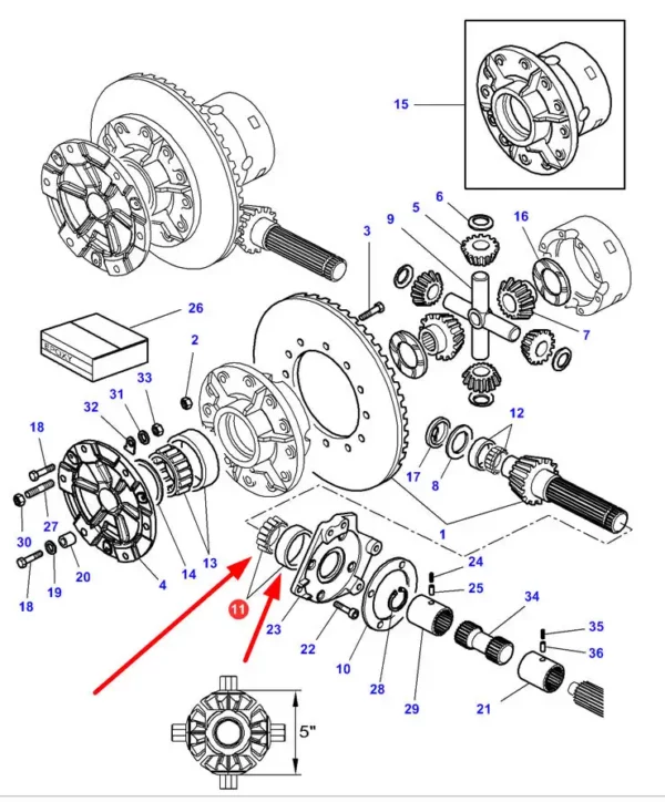 Oryginalne łożysko stożkowe mechanizmu różnicowy osi tylnej o wymiarach 60 x 110 x 32 i numerze katalogowym 3016050X91, stosowane w ciągnikach rolniczych marki Challenger i Massey Ferguson schemat.