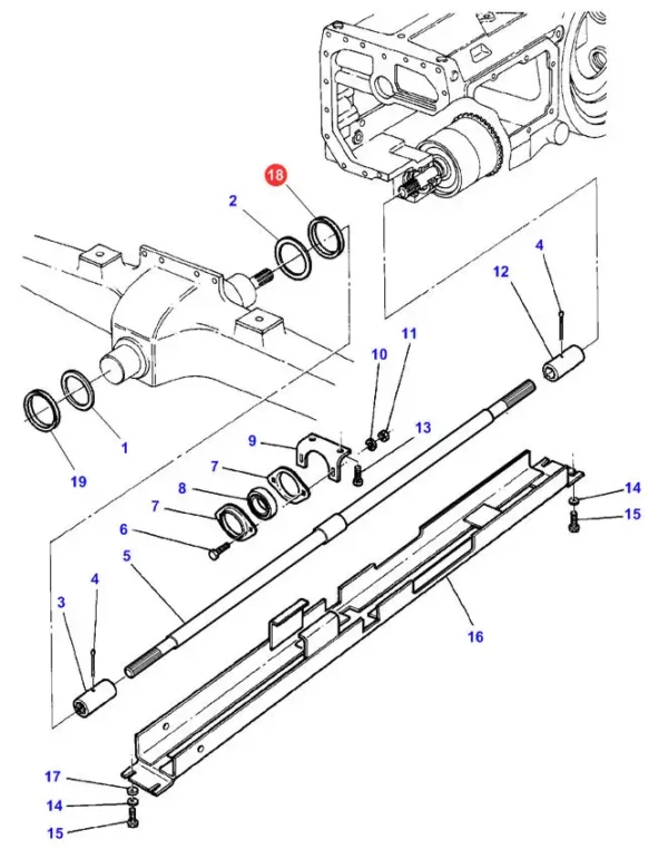 Originalna uszczelka przedniej osi 107 X 55 o numerze katalogowym 3713940M1, stosowana w ciągnikach rolniczych marki Massey Ferguson schemat.