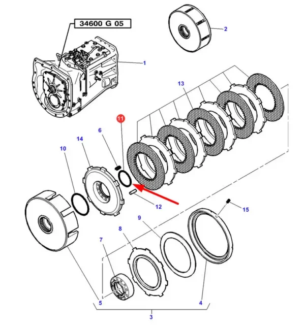 Oryginalny pierścień oring o wymiarach 58 x 2,6 mm i numerze katalogowym 70815944, stosowany w ciągnikach rolniczych marek Massey Ferguson i Challanger schemat