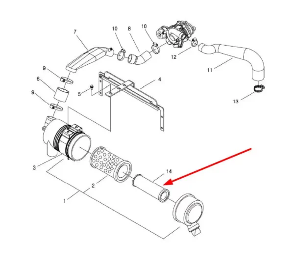 Oryginalny filtr powietrza o numerze katalogowym 40049446, stosowany w ciągnikach rolniczych marki LS schemat.