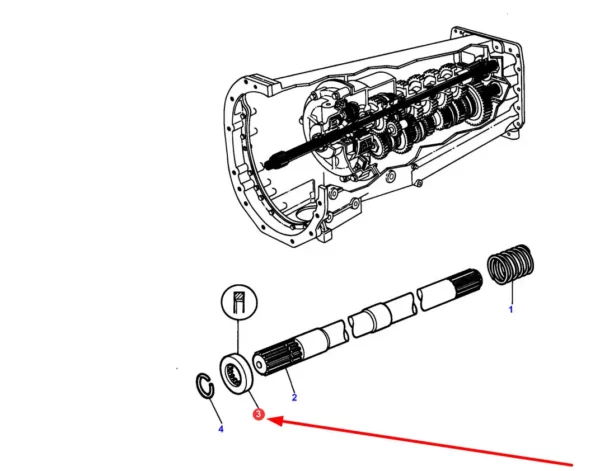 Tuleja wału o numerze katalgowym 3387724M1, stosowana w ciągnikach rolniczych marki Massey Ferguson schemat