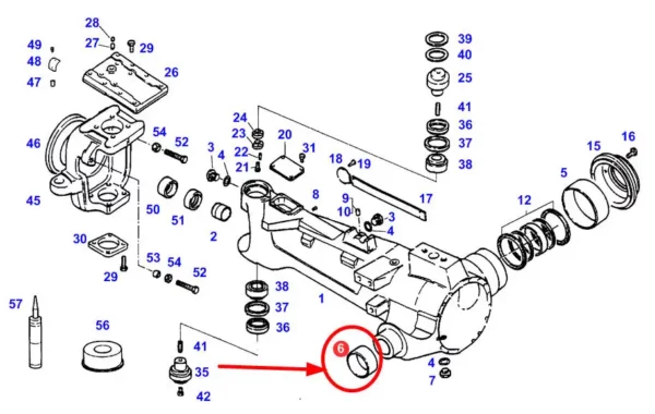 Tuleja stalowa zawieszenia przedniej osi będąca zamiennikiem oryginału Agco montowanego w ciągnikach rolniczych marki Fendt schemat
