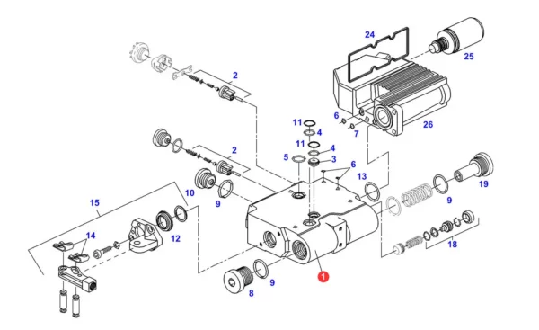Zawór hydrauliczny o numerze katalogowym G916961022021, stosowany w ciągnikach rolniczych marki Fendt schemat.