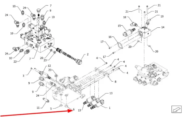 Oryginalny pierścień oring bloku zaworów hydraulicznych o wymiarach 18.70 x 2.80 i  numerze katalogowym 00069626, stosowany w ciągnikach rolniczych marki Arbos schemat.