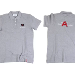 Oryginalna koszulka polo w kolorze siwym z logo marki Arbos o rozmiarze L.