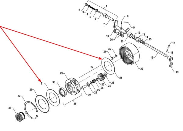 Oryginalny pierścień kosza mechanizmu planetarnego o numerze katalogowym FT800.37D.230, stosowany w ciągnikach rolniczych marki Arbos. schemat