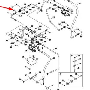 Oryginalna złączka układu hydraulicznego o numerze katalogowym GL04701040005, stosowana w ciągnikach rolniczych marki Arbos schemat.