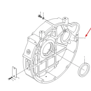 Oryginalna obudowa koła zamachowego o numerze katalogowym KM385T-01010-4, stosowana w ciągnikach rolniczych marek Arbos i Lovol.-schemat