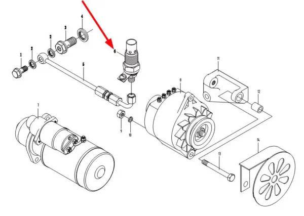 Oryginalna świeca płomieniowa o numerze katalogowym KM485QB-12600, stosowana w ciągnikach rolniczych marek Arbos, Lovol schemat.