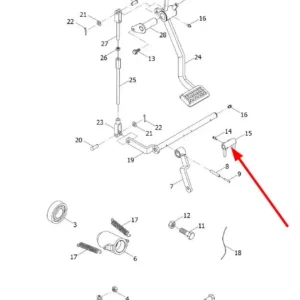 Oryginalny uchwyt mocujacy pedału o numerze katalogowym L0000186, stosowany w ciągnikach rolniczych marek Arbos oraz Lovol.