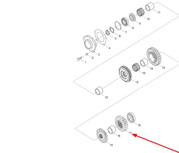 Oryginalne koło zębate o numerze katalogowym L0001237, stosowane w ciągnikach rolniczych marek Arbos oraz Lovol.