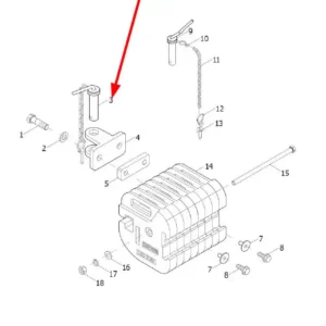 Oryginalny sworzeń z zawleczką o numerze katalogowym L0002175, stosowany w ciągnikach rolniczych marek Arbos oraz Lovol.