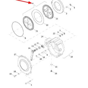 Oryginalny zestaw tarcz hamulcowych o numerze katalogowym L0002856, stosowany w ciągnikach rolniczych marek Arbos oraz Lovol.