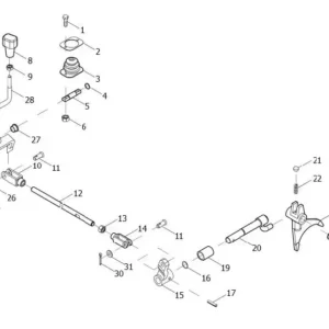 Oryginalna dźwignia WOM kompletna o numerze katalogowym L0004288, stosowana w ciągnikach rolniczych marek Arbos oraz Lovol.