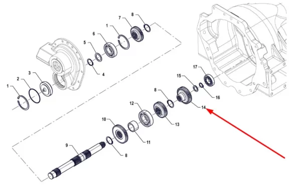 Oryginalne koło zębate przekładni o numerze katalogowym P5P37301285, stosowane w ciągnikach rolniczych marki Arbos. schemat