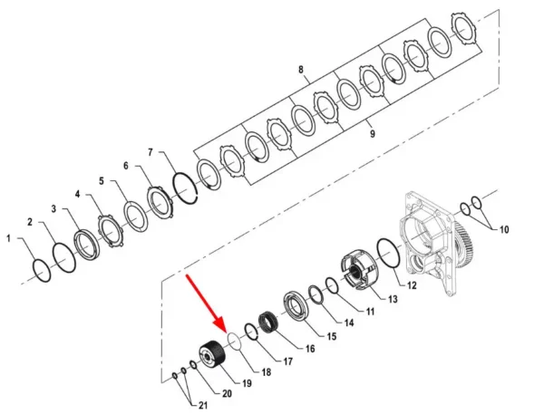 Oryginalny pierścień na sprężynę o numerze P5P41101117, stosowany w ciągnikach rolniczych marki Arbos.