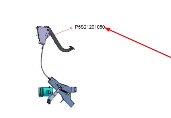Oryginalny pedał sprzęgła - nowy typ o numerze katalogowym P5S21201050, stosowany w ciągnikach rolniczych marki Arbos schemat.