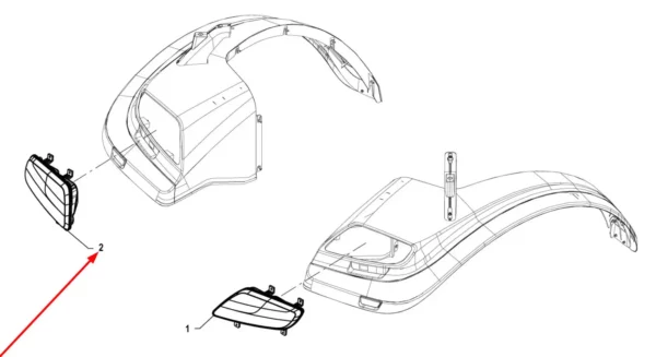 Oryginalna tylna lewa lampa o numerze katalogowym P5S48401124, stosowana w ciągnikach rolniczych marki Arbos schemat.