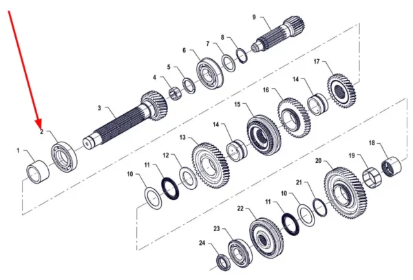 Oryginalne łożysko kulkowe jednorzędowe o wymiarach 55x100x21 6211 i numerze katalogowym PIS01060001, stosowane w ciągnikach rolniczych marki Arbos schemat.