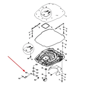 Oryginalny siłownik szyberdachu o numerze katalogowym TS06453015601, stosowany w ciągnikach rolniczych marek Arbos i Lovol.-schemat