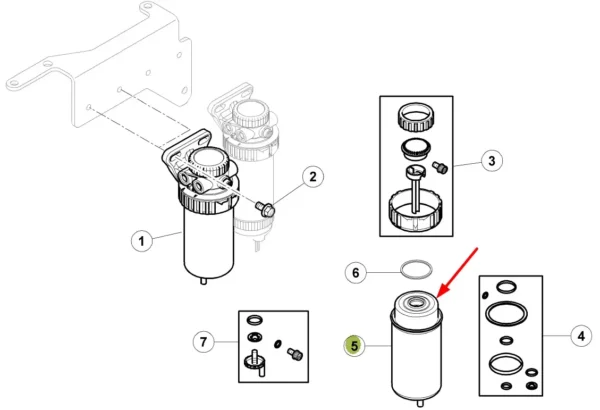 Oryginalny filtr paliwa z separatorem wody stosowane w maszynach rolniczych marki Claas.
