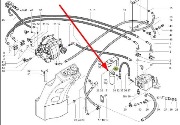 Oryginalny filtr oleju hydrauliki o numerze katalogowym 0013010370, stosowany w ładowaczach marki Claas schemat