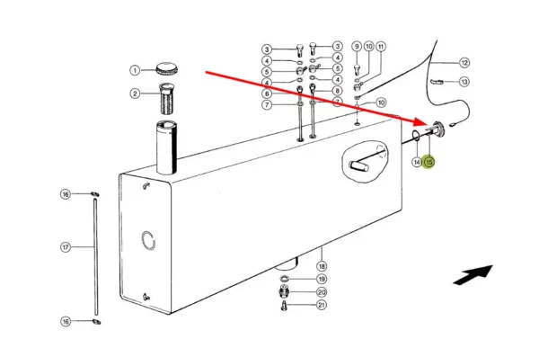 Oryginalny czujnik poziomu paliwa o numerze katalogowym 0018118000, stosowany w kombajnach zbożowych marki Claas. schemat