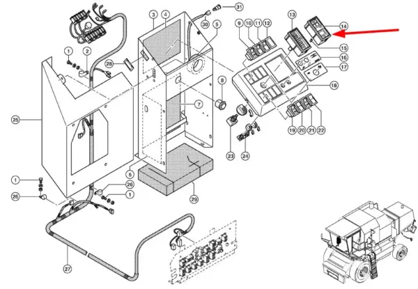 Oryginalny wskaźnik motogodzin kontrolki silnika, stosowany w maszynach rolniczych marki Claas schemat.