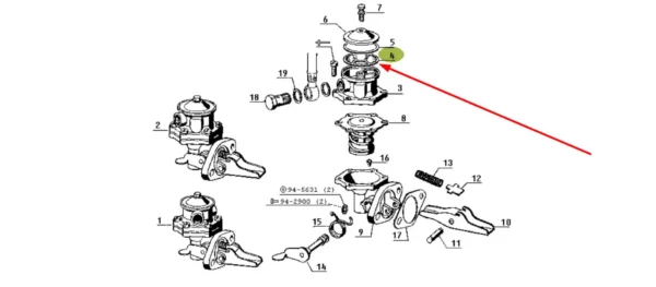 Oryginalna wkładka filtrująca pompy paliwa, stosowana w ciągnikach rolniczych marki Claas schemat
