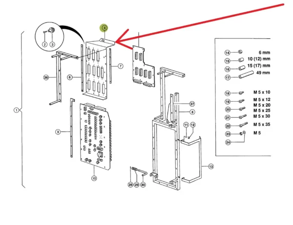 Oryginalny element skrzynki elektrycznej o numerze katalogowym 013709.0, stosowany w kombajnach zbożowych marki Claas schemat.