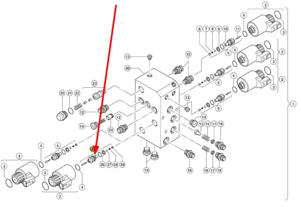 Oryginalny wkład zaworu o numerze katalogowym 039393.0, stosowany w maszynach i pojazdach rolniczych marki Claas schemat.