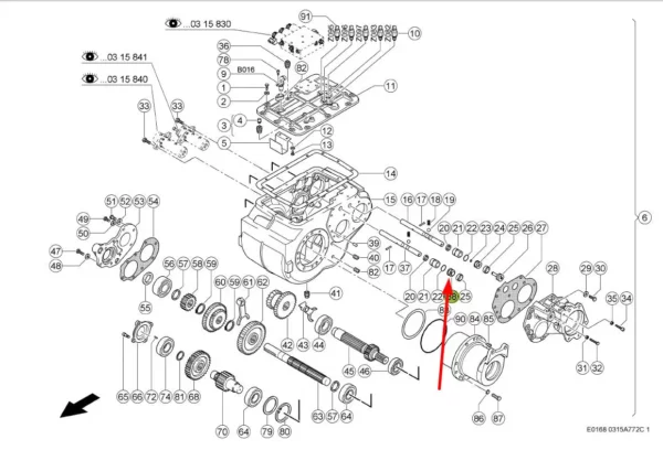 Oryginalny tłok o wymiarach D28 x 22 mechanizmu przełączania biegów numer katalogowy 040275.0, stosowany w maszynach rolniczych marki Claas schemat.