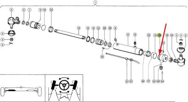 Oryginalna głowiczka siłownika hydraulicznego o wymiarach D60 x 56, numerze katalogowym 043840.0, stosowana w kombajnach zbożowych marki Claas schemat.