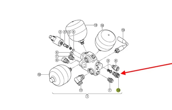 Oryginalna redukcja zaworu hydraulicznego o wymiarach D20 x 14, stosowana w kombajnach zbożowych marki Claas. schemat