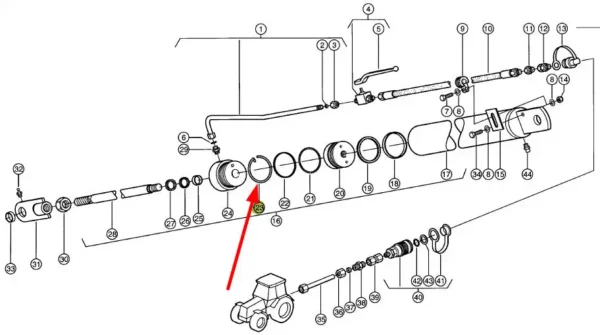 Oryginalny drut zabezpieczający podnośnika hydraulicznego o numerze katalogowym 079424.0, stosowany w maszynach rolniczych marki Claas schemat.