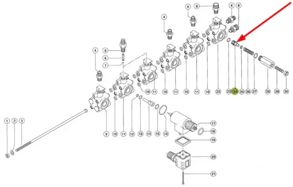 Oryginalna wkladka zaworu hydraulicznego o numerze katalogowym 083341.3, stosowany w maszynach rolniczych marki Claas schemat.