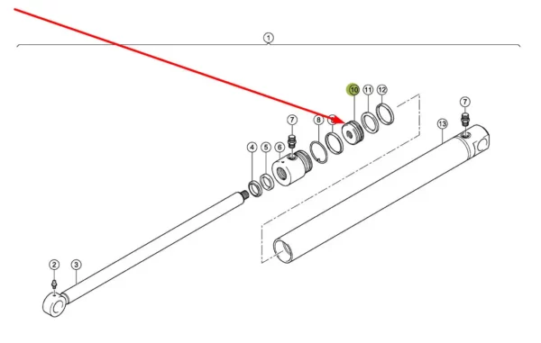 Oryginalny tłok siłownika o wymiarach D50 x 21/M18 x 1,5 i numerze katalogowym 085002.0, stosowany w maszynach i pojazdach rolniczych marki Claas schemat.