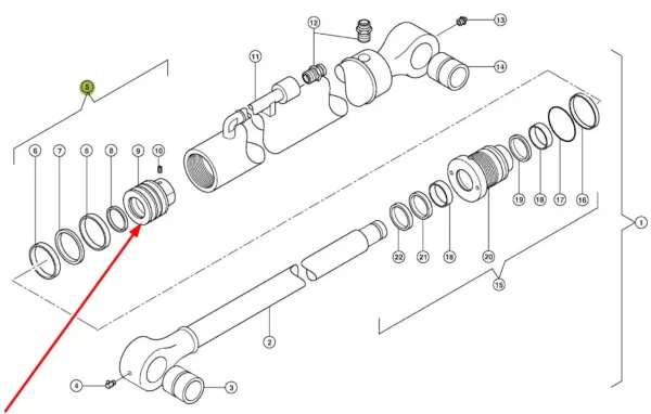 Oryginalny tłok siłownika hydraulicznego o numerze katalogowym 085165.1, stosowany w ładowarkach teleskopowych marki Claas schemat.