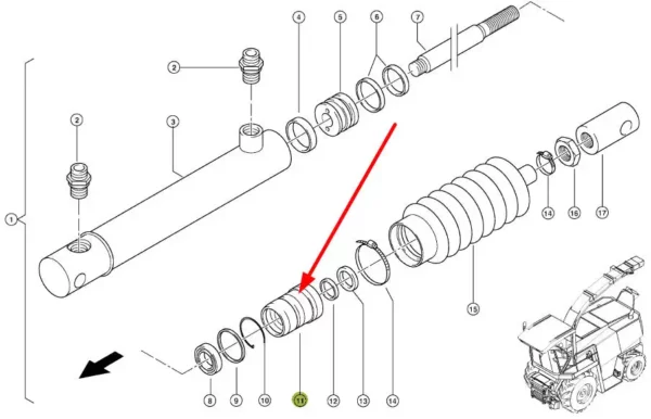 Oryginalna głowica siłownika hydraulicznego o numerze katalogowym 085307.0, stosowana w kombajnach zbożowych i sieczkarniach samojezdnych marki Claas schemat.