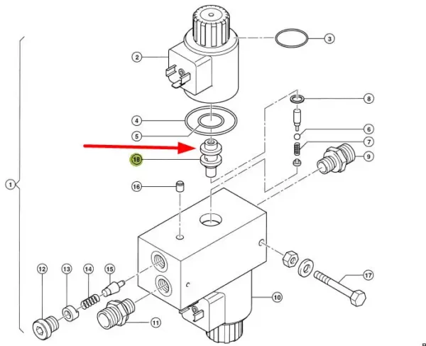 Oryginalna wkładka zaworu hydraulicznego o numerze katalogowym 088276.0, stosowana w maszynach rolniczych marki Claas schemat.