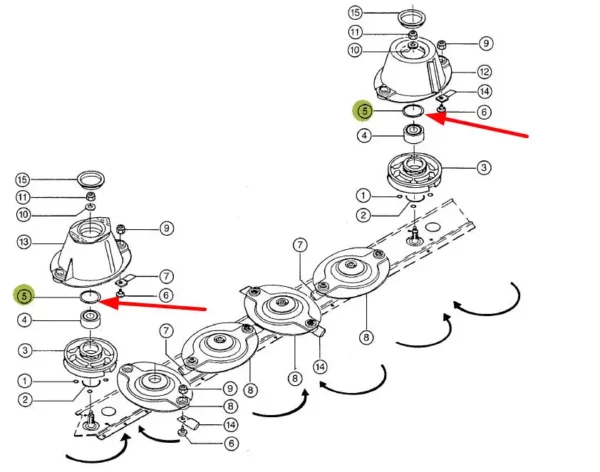 Oryginalny pierścień zabezpieczający rotora, stosowany w kosiarkach zawieszanych marki Claas schemat