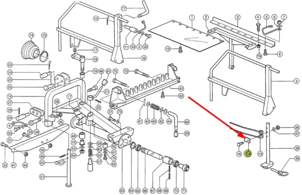 Oryginalny uchwyt sprężyny o numerze katalogowym 104712.0, stosowany w kosiarkach marki Claas schemat