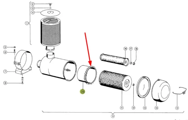 Oryginalna wkładka plastikowa filtra powietrza zewnętrzny o numerze katalogowym 177047.0, stosowany w kombajnach zbożowych marki Claas schemat.
