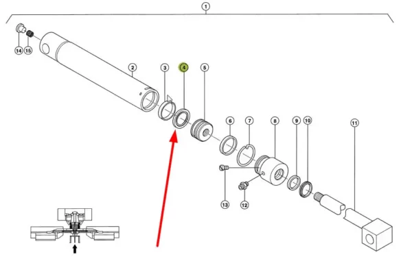 Oryginalny uszczelniacz cylindra hydraulicznego o wymiarach 50 x 39 x 4,2, stosowany w maszynach rolniczych marki Claas schemat