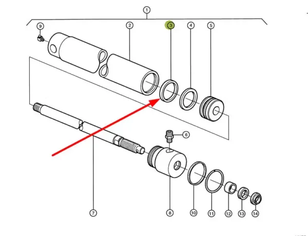Oryginalna wkładka prowadząca tłoka siłownika podnoszenia o wymiarach  65 X 70 X 5,6 i numerze katalogowym 213215.0, stosowana w zgrabiarkach Liner marki Claas schemat.