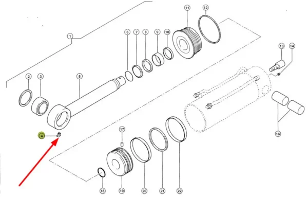 Oryginalny smarownik siłownika hydraulicznego o wymiarach  CR1/8 i numerze 213309.0, stosowany w maszynach rolniczych marki Claas schemat.