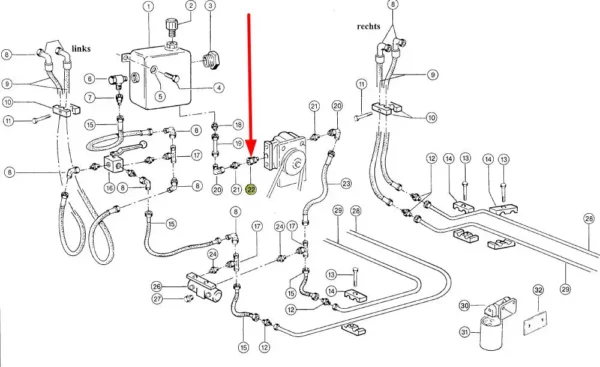 Oryginalna redukcja hydrauliczna o wymiarach M26 x 1,5 mm, stosowana w maszynach rolniczych marki Claas schemat