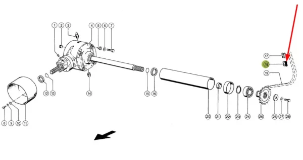 Oryginalna spinka łańcucha o oznaczeniu 20B-1 i numerze katalogowym 215274.0, stosowana w prasach zwijających marki Claas. schemat